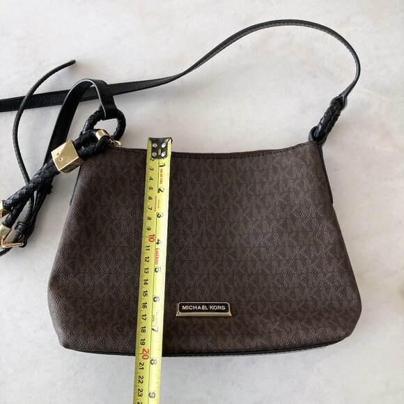 NWOT! New Michael Kors Lexington logo crossbody bag / purse, black brown gold - Picture 16 of 16